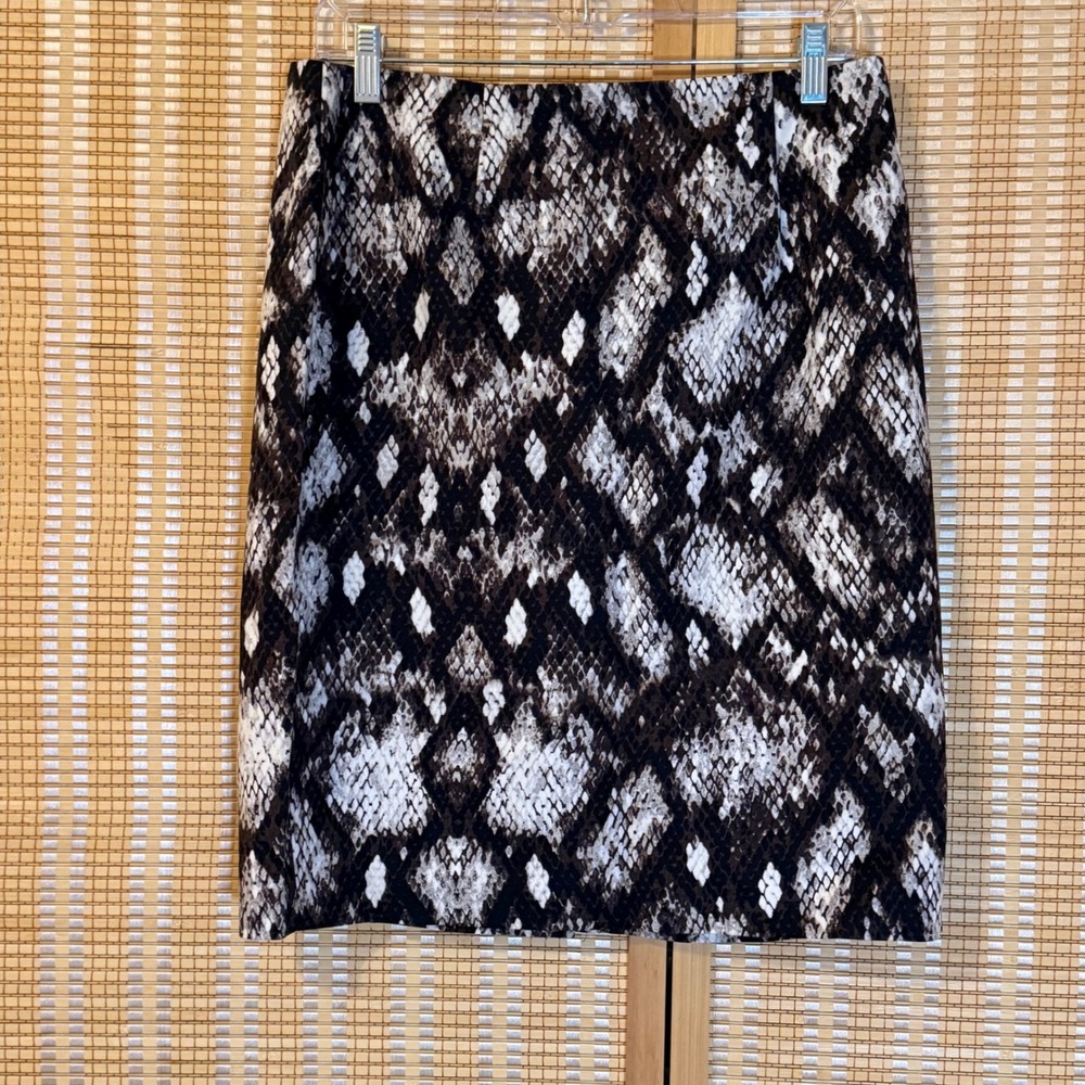 Premise Womens Brown Snakeskin Print Cotton Stretch Pencil Skirt Size 10 Knee